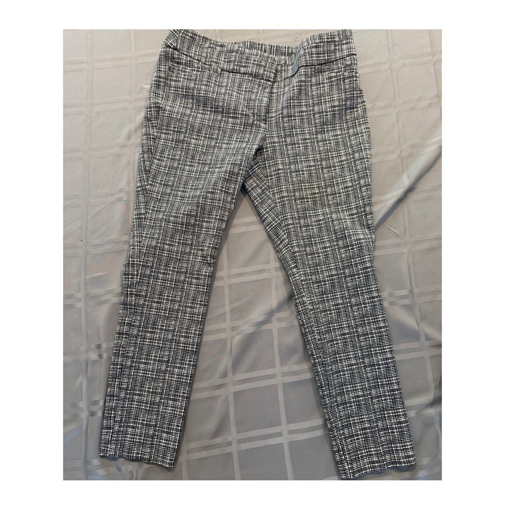 LOFT Petites Marisa Skinny Pants 10P Black White Grid Print